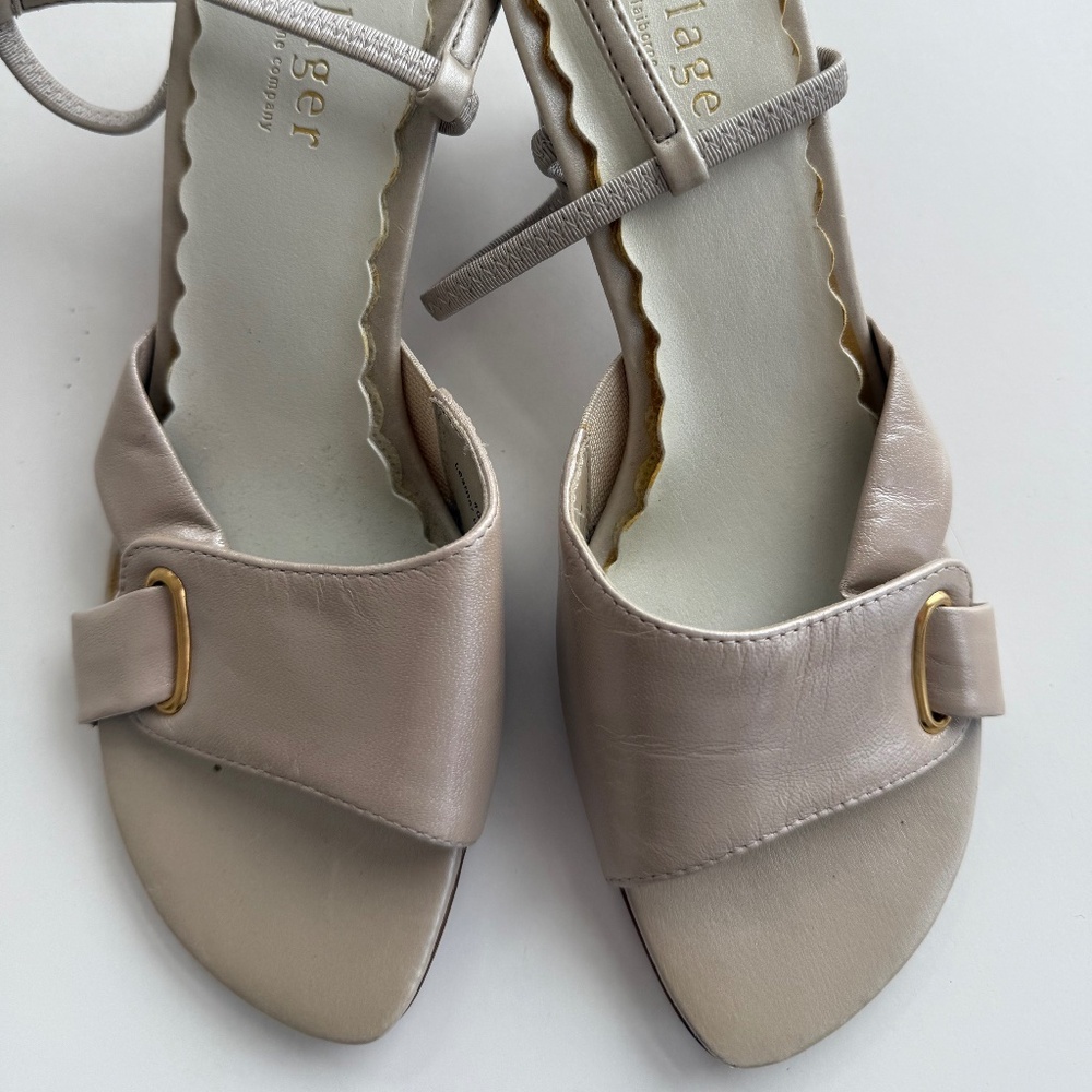 Villager by Liz Claiborne Sling-back Open Toe Pearl Beige Dress Heels 6M